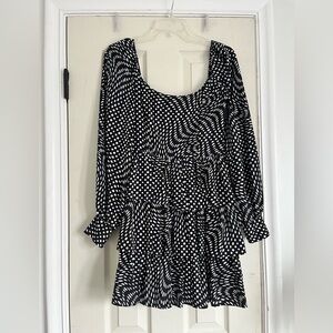 Black and White Polka Dot Tiered Women's Dress